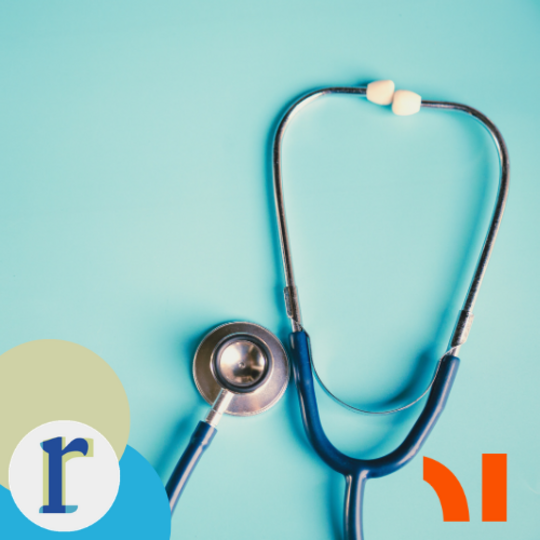 A stethoscope lying on a plain teal background, symbolising a healthcare-related topic.